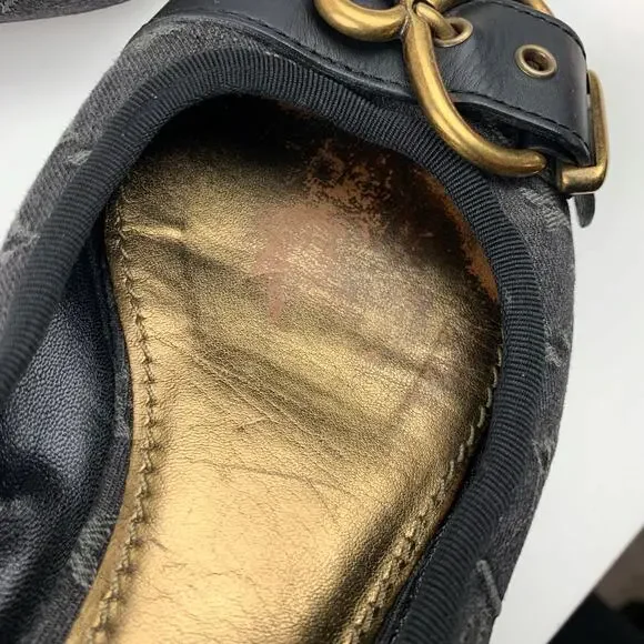 Louis Vuitton Monogram Denim Flash Lotus Black Ballerina Flats Women 37.5 US 7.5 - Picture 7 of 12